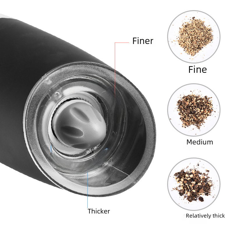 Electric Pepper Grinder with Gravity Sensor – Automatic Stainless Steel Salt & Pepper Mill, Adjustable Coarseness Spice Grinder, Battery Powered Pepper Mill for Black Pepper, Sea Salt, Herbs & Seasonings, Kitchen Cooking Tool & Home Essentials