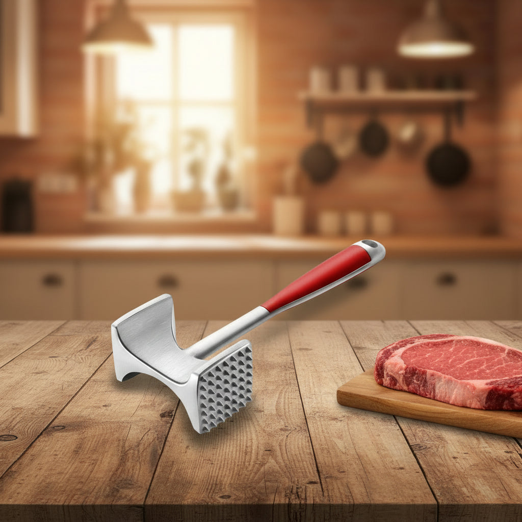 Zulay Professional Meat Tenderizer Mallet – Dual-Sided Heavy Duty Meat Hammer & Meat Pounder with Comfort Grip Handle, Steak Tenderizer Tool for Beef, Chicken, Pork & Veal, Kitchen Cooking Tool, BBQ & Grill Accessory