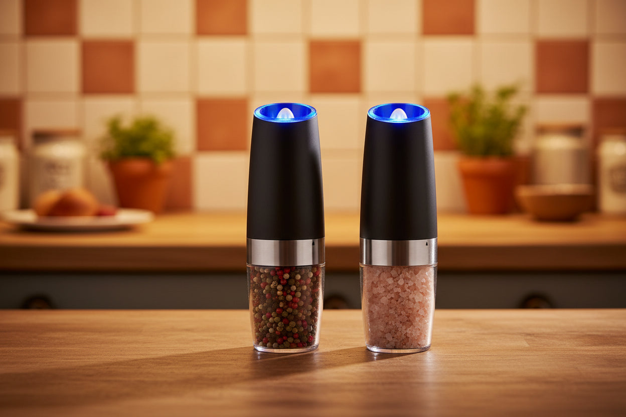Electric Pepper Grinder with Gravity Sensor – Automatic Stainless Steel Salt & Pepper Mill, Adjustable Coarseness Spice Grinder, Battery Powered Pepper Mill for Black Pepper, Sea Salt, Herbs & Seasonings, Kitchen Cooking Tool & Home Essentials