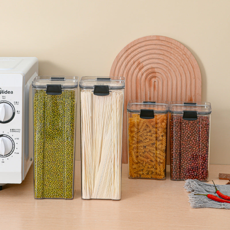 Moisture-Proof Clear Plastic Food Storage Container, Pantry Storage Canister for Rice, Pasta, Cereal, Flour, Sugar, Coffee, Tea, Beans, Snacks, Kitchen Organization & Pantry Essentials
