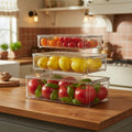 Set of 3 Stackable Refrigerator Organizer Bins – Clear BPA-Free Fridge Storage Containers, Kitchen Pantry Organization Bins for Refrigerator, Freezer, Cabinet, Fruits, Vegetables, Drinks, Snacks & Food Storage
