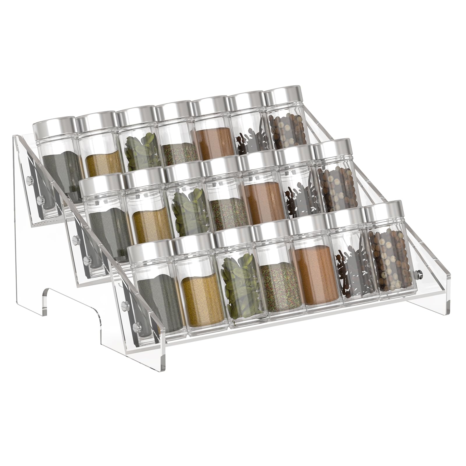 Clear Spice Jar Organizer, Pantry Organization and Storage, Kitchen Countertop Spice Shelf, Cabinet Spice Rack, Seasoning Organizer, Kitchen Storage Rack, Tiered Spice Holder, Countertop Organizer, Pantry Shelf Organizer