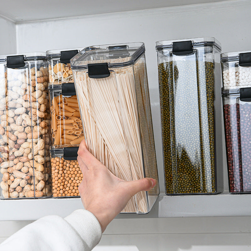 Moisture-Proof Clear Plastic Food Storage Container, Pantry Storage Canister for Rice, Pasta, Cereal, Flour, Sugar, Coffee, Tea, Beans, Snacks, Kitchen Organization & Pantry Essentials