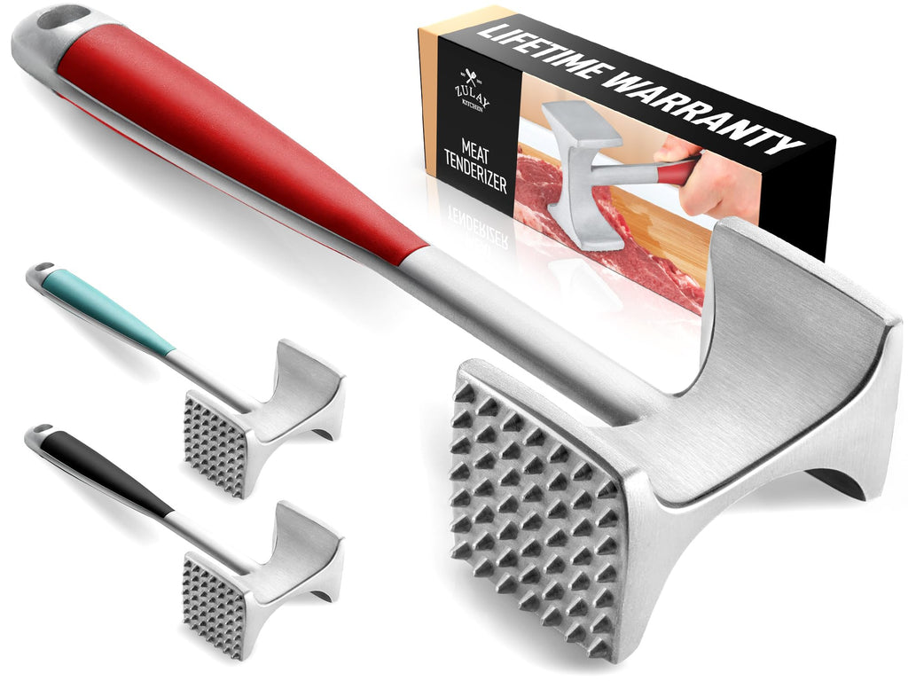 Zulay Professional Meat Tenderizer Mallet – Dual-Sided Heavy Duty Meat Hammer & Meat Pounder with Comfort Grip Handle, Steak Tenderizer Tool for Beef, Chicken, Pork & Veal, Kitchen Cooking Tool, BBQ & Grill Accessory