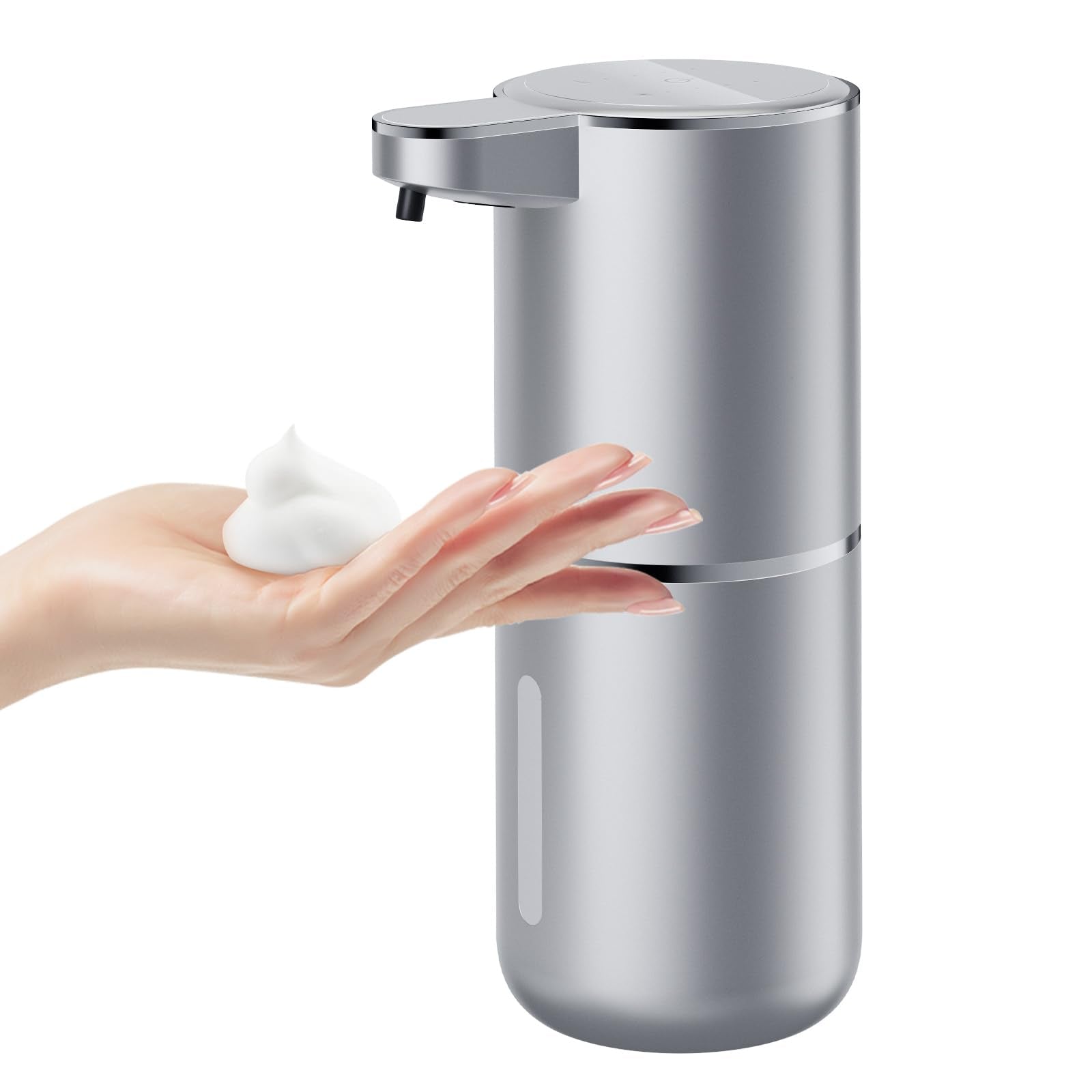 Premium Automatic Foaming Hand Soap Dispenser – Touchless Motion Sensor Soap Dispenser, USB Rechargeable Foam Soap Pump for Bathroom, Kitchen & Sink, Hands-Free Soap Dispenser, Modern Space Gray Home Accessory
